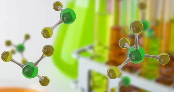 Image Micro Molecules Models Laboratory Beakers White Background Global Science — Stock Photo, Image
