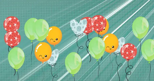 Image Colorful Balloons Flying White Light Grey Background Party Celebration — Stock Photo, Image