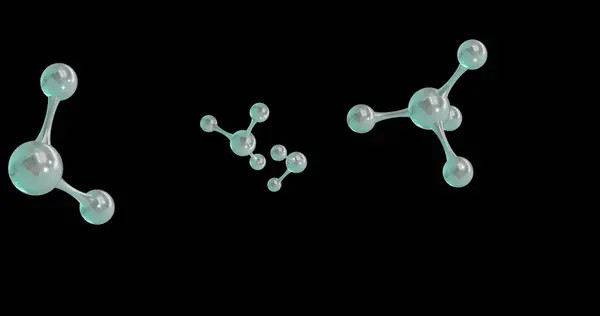 Imagem Micro Moléculas Sobre Fundo Preto Conceito Ciência Global Pesquisa — Fotografia de Stock