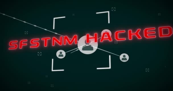 Animazione Sistema Testo Hackerato Rete Connessioni Con Icone Elaborazione Dei — Video Stock