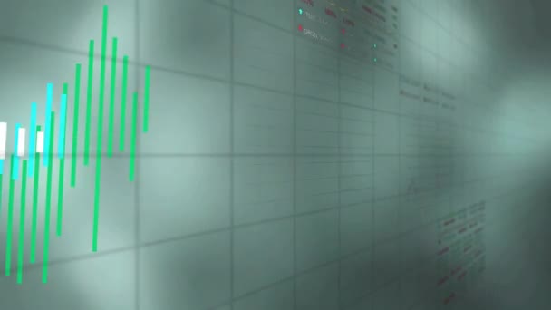 Animatie Van Diagrammen Gegevensverwerking Aandelenmarkt Wereldwijd Concept Voor Technologie Wetenschap — Stockvideo