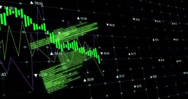 Animação Processamento Dados Financeiros Sobre Fundo Preto Conceito Finanças Globais — Vídeo de Stock