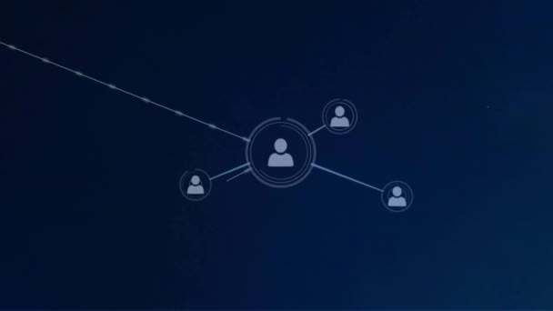 Анимация Сети Связей Иконами Людей Концепция Глобальных Соединений Вычислительной Техники — стоковое видео