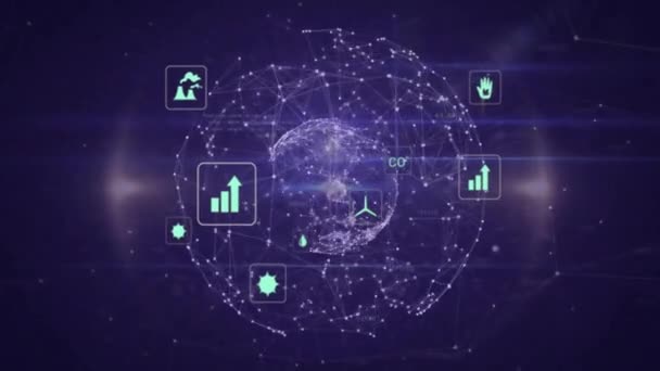 Animazione Dell Elaborazione Digitale Dei Dati Tutto Mondo Connessioni Globali — Video Stock