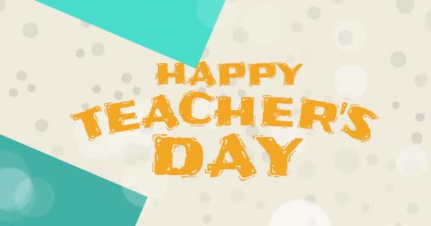 Animace Šťastných Učitelů Den Text Vzorovaném Pozadí Globální Koncepce Vzdělávání — Stock video