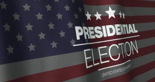 美国总统选举的动画使美国的文本在飘扬的美国国旗之上 America Democracy Election Government Politics Communication Digital Generated Video — 图库视频影像