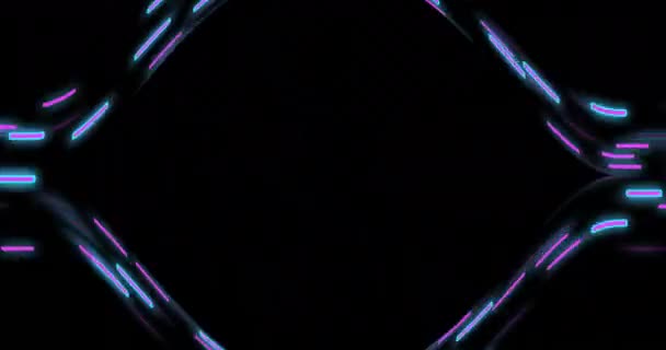 Animação Raios Luz Néon Azul Rosa Estroboscópicos Sobre Dados Néon — Vídeo de Stock