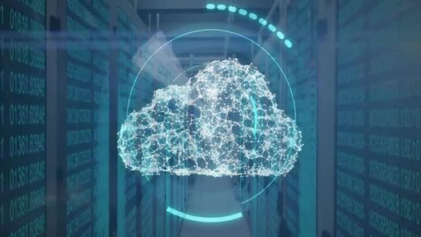 Animation Tekst Digital Sky Databehandling Computerservere Global Cybersikkerhed Forbindelser Cloud – Stock-video