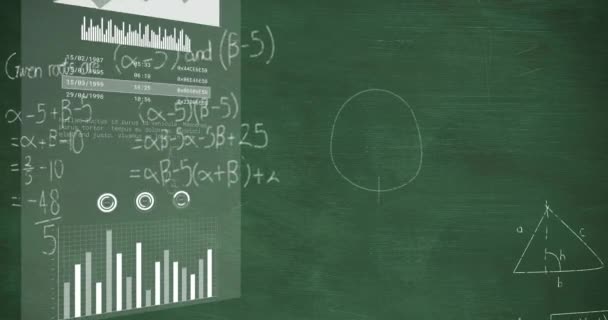 Animacja Przetwarzania Danych Nad Równaniami Matematycznymi Koncepcja Interfejsu Naukowego Cyfrowego — Wideo stockowe