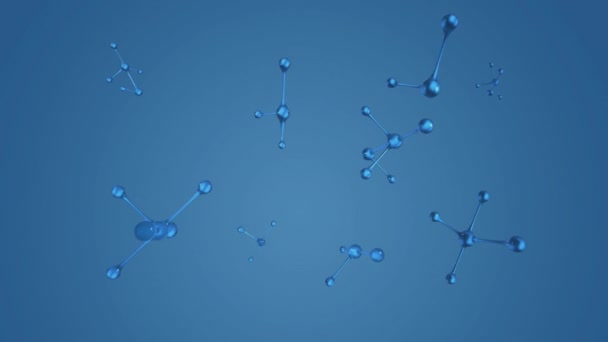 Animace Konstrukcí Plovoucích Prvků Rotujících Modrém Pozadí Věda Chemie Propojení — Stock video