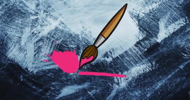 Animaatio Taiteen Viikon Tekstin Vaaleanpunainen Maali Siveltimellä Yli Valkoinen Maali — kuvapankkivideo