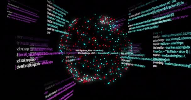 Animação Processamento Dados Digitais Sobre Globo Conexões Conexões Globais Computação — Vídeo de Stock