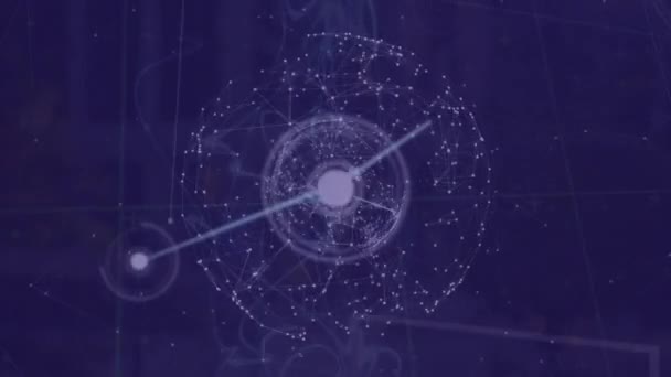 Animación Red Conexiones Con Globo Través Formas Tecnología Global Interfaz — Vídeo de stock