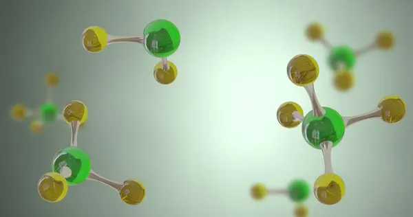 Imagem Micro Modelos Moléculas Sobre Fundo Verde Conceito Ciência Global — Fotografia de Stock