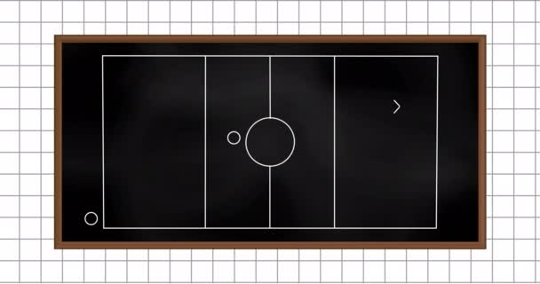 Animatie Van Sportveld Met Tactieken Strategietekeningen Vierkante Papieren Achtergrond Sport — Stockvideo