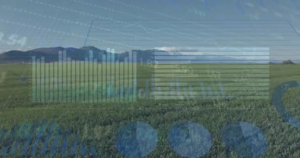 Animação Processamento Dados Financeiros Sobre Espaço Rural Ambiente Global Finanças — Vídeo de Stock