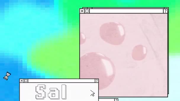 Animatie Van Verkoop Tekst Computer Vensters Met Neon Patroon Mondiaal — Stockvideo