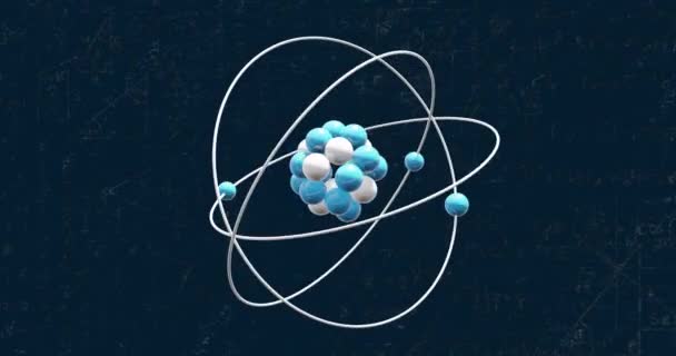 Siyah Zemin Üzerinde Matematiksel Denklemlerin Moleküllerin Animasyonu Küresel Dijital Arayüz — Stok video