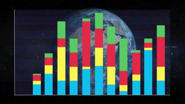Animation Des Statistiques Traitement Des Données Dans Monde Entier Connexions — Video