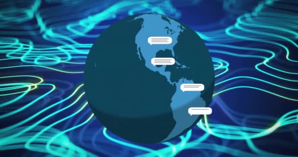 Animation Der Datenverarbeitung Über Den Globus Globale Künstliche Intelligenz Verbindungen — Stockvideo