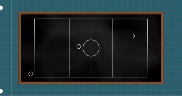Animacja Boiska Sportowego Taktyką Rysunkami Strategicznymi Kwadratowym Papierowym Tle Sport — Wideo stockowe