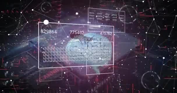 Animatie Van Hersenen Digitale Gegevensverwerking Hangslot Donkere Achtergrond Mondiale Cyberbeveiliging — Stockvideo