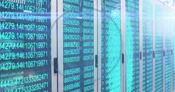 Animazione Dell Impronta Biometrica Con Elaborazione Digitale Dei Dati Server — Video Stock