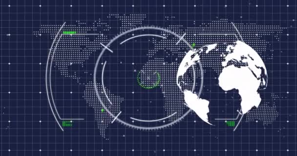 Animação Globo Processamento Dados Sobre Fundo Escuro Conceito Global Negócios — Vídeo de Stock