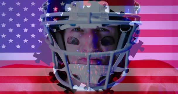 Animazione Del Calciatore Caucasico Americano Bandiera Degli Stati Uniti Patriottismo — Video Stock