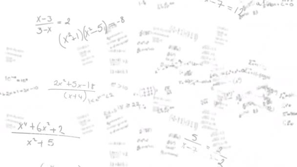 Animazione Equazioni Matematiche Sfondo Bianco Scienza Globale Equazioni Calcolo Concetto — Video Stock