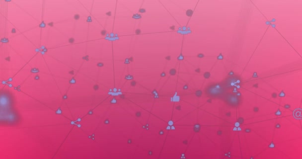 Animație Rețea Conexiuni Icoane Social Media Fundal Albastru Conexiuni Globale — Videoclip de stoc
