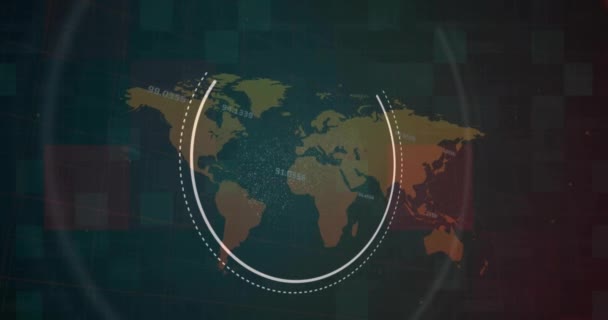 Animation Von Dna Strang Und Datenverarbeitung Über Weltkarte Globale Wissenschaft — Stockvideo