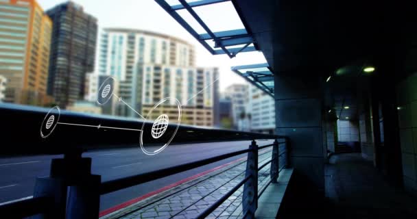 Animacja Sieci Połączeń Przetwarzaniem Danych Przestrzeni Miejskiej Globalne Finanse Biznes — Wideo stockowe