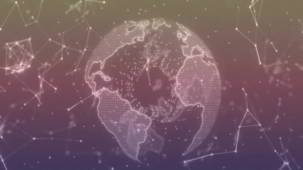 Animation Des Netzwerks Von Verbindungen Über Den Globus Globale Verbindungen — Stockvideo
