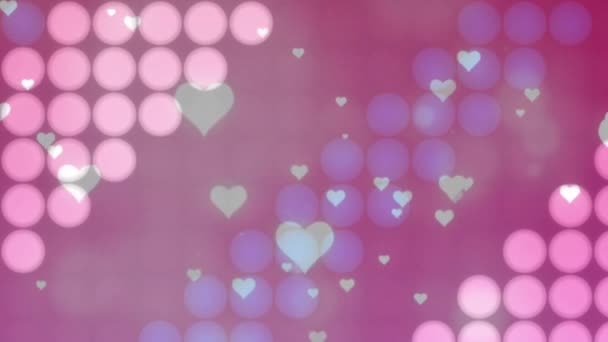 Animação Corações Caindo Sobre Pontos Coloridos Conceito Amor Formas Cores — Vídeo de Stock
