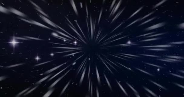 Animation Von Lichtspuren Und Sternen Auf Schwarzem Hintergrund Licht Bewegung — Stockvideo