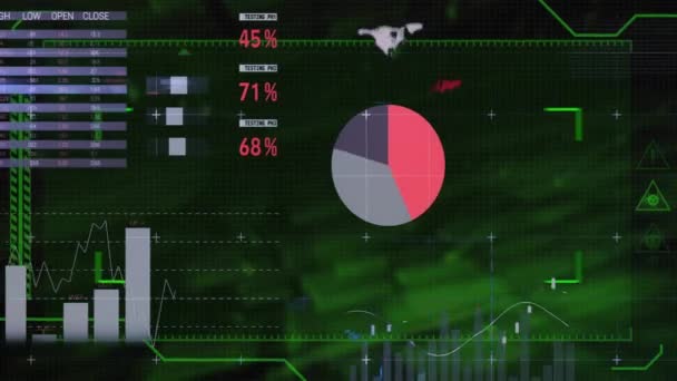 Animatie Van Verwerking Van Financiële Gegevens Donkere Achtergrond Global Business — Stockvideo