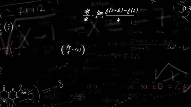Matematiksel Veri Işlemenin Siyah Arkaplan Üzerindeki Animasyonu Küresel Bilim Bağlantılar — Stok video