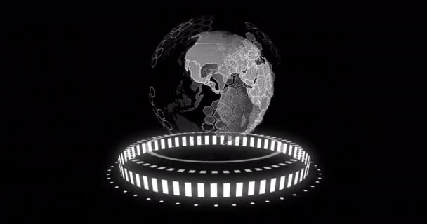 Animation Der Datenverarbeitung Über Den Globus Globale Verbindungen Computer Und — Stockvideo