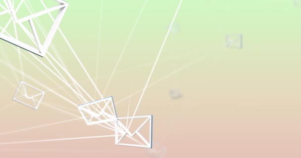 Animation Von Umschlagsymbolen Mit Netzwerk Von Verbindungen Globale Internetverbindungen Computer — Stockvideo