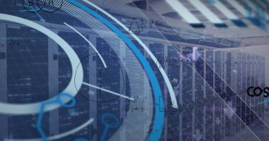 Sunucu odasında veri işleme resmi. küresel iş ve dijital arayüz kavramı dijital olarak oluşturulmuş görüntü.