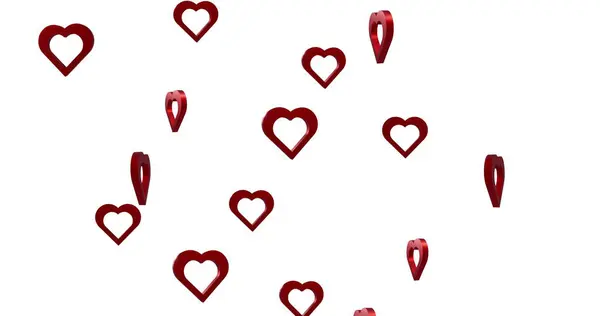 Imagen Corazones Rojos Moviéndose Sobre Fondo Blanco Día San Valentín —  Fotos de Stock