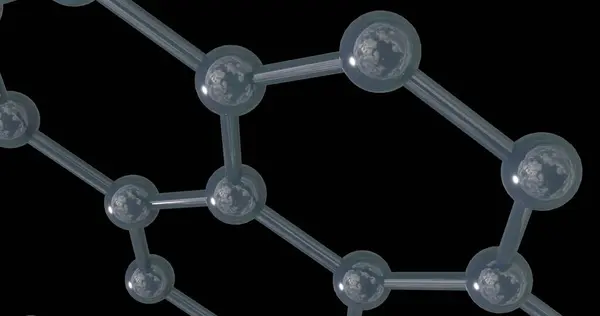 Imagem Micro Rede Moléculas Sobre Fundo Preto Conceito Ciência Global — Fotografia de Stock