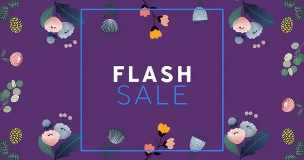 Image Flash Sale Text Flowers Moving Hypnotic Motion Purple Background — Stock Photo, Image