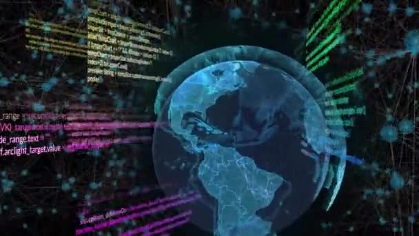 Animação Processamento Dados Digitais Todo Mundo Conexões Globais Computação Conceito — Vídeo de Stock