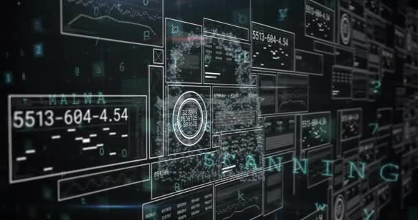 Animation Digital Databehandling Hængelås Mørk Baggrund Global Cybersikkerhed Forbindelser Computing – Stock-video