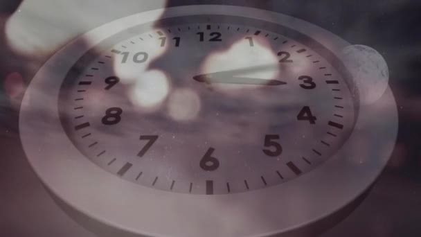 Animation Horloge Mobile Sur Les Spots Lumineux Les Voitures Dans — Video