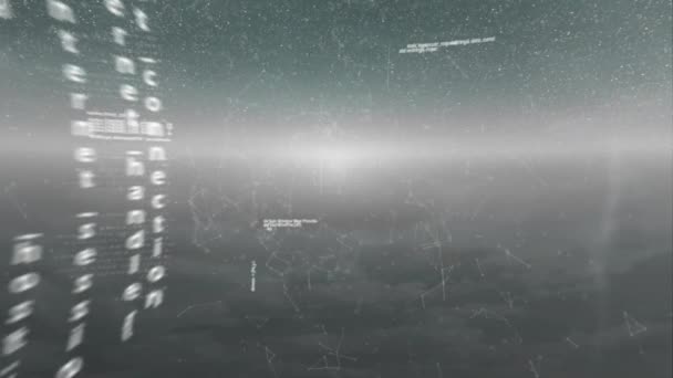 Veri Işleme Gökyüzündeki Bulutlar Üzerindeki Bağlantı Ağının Animasyonu Dijital Olarak — Stok video