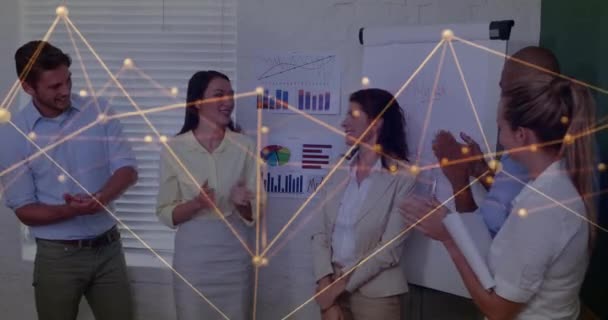 Animacja Sieci Połączeń Różnych Biznesmenów Biurze Globalne Finanse Biznes Połączenia — Wideo stockowe