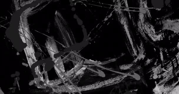 黒と灰色の形のアニメーションが黒の背景に移動する 抽象化 パターン テクスチャコンセプト デジタル生成されたビデオ — ストック動画